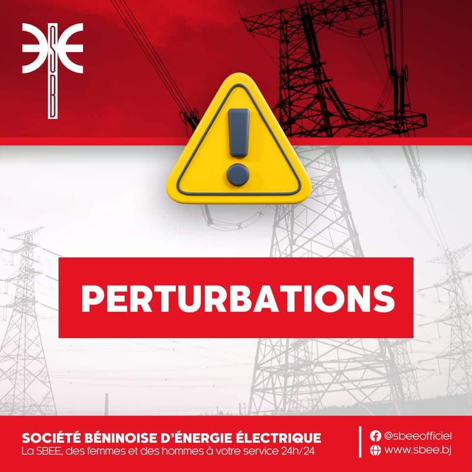 Fourniture en énergie électrique: la SBEE annonce des perturbations dans plusieurs zones de Porto-Novo et Lokossa ce lundi 