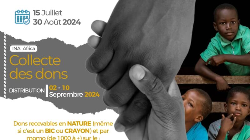 Pour une égalité de chance pour tous à la rentrée scolaire 2024-2025: L’ONG INA-AFRICA lance un appel aux dons pour les enfants défavorisés