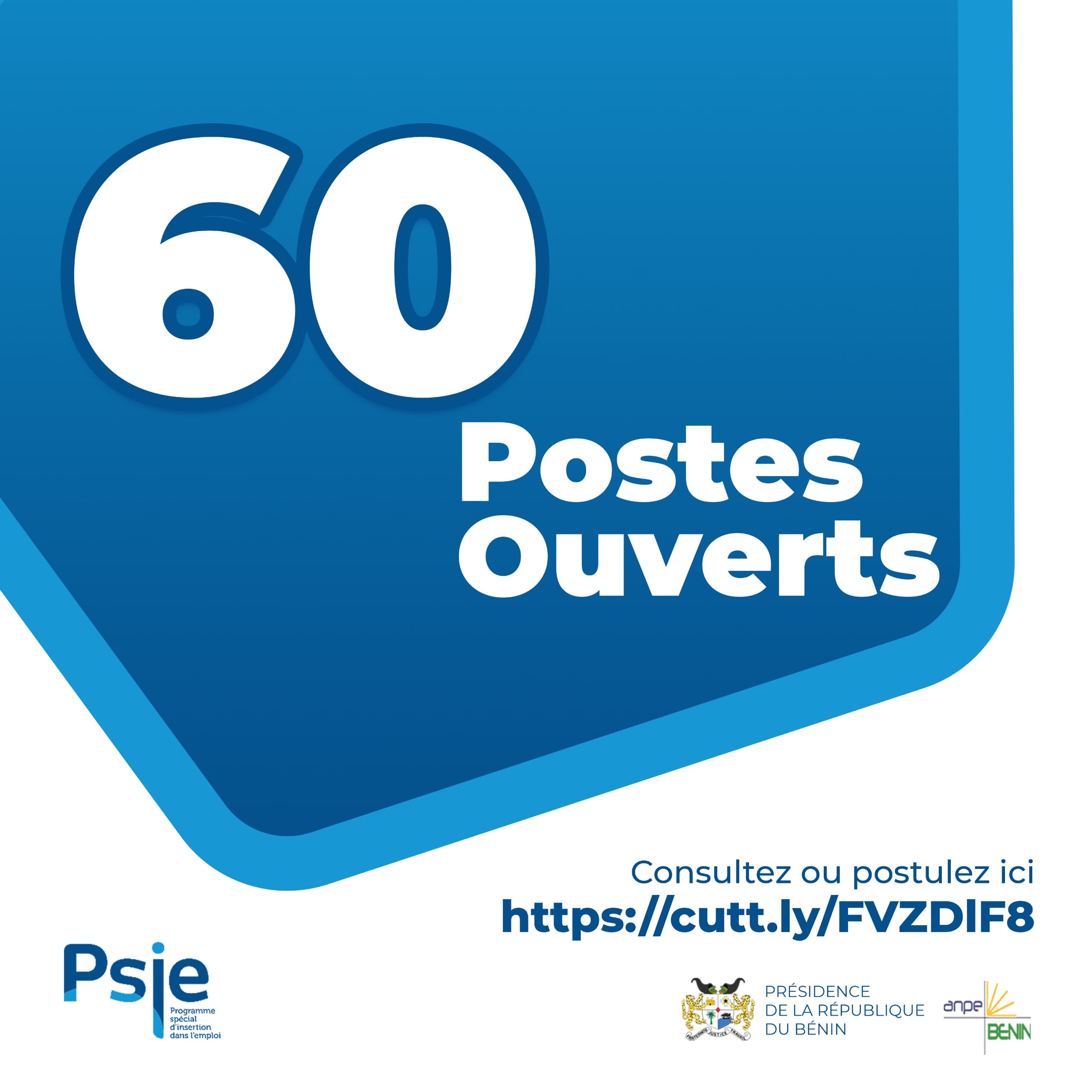 Offre d’emploi: Le PSIE recrute à 60 postes