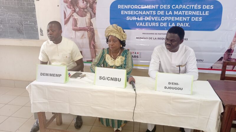Développement des valeurs de la paix au Bénin:Des enseignants de la maternelle s&rsquo;approprient les notions stratégiques à l&rsquo;ENI-Djougou